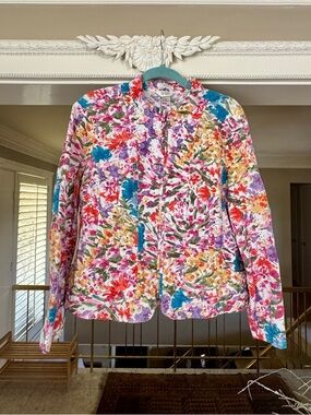 Christopher & Banks Floral Zip-Up Watercolor Jacket